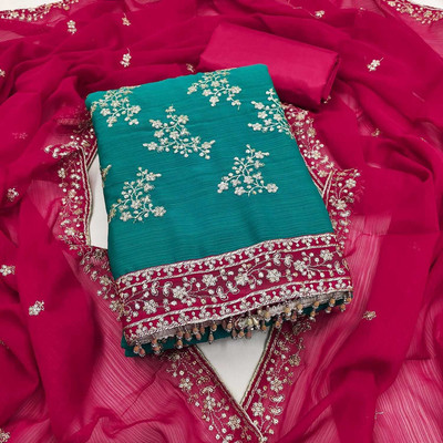 BlissFlair Georgette Embroidered Kurta Fabric