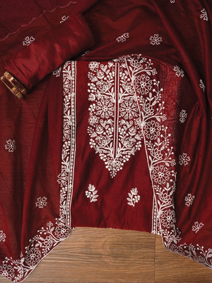 Jaipur Kurti Cotton Blend Embroidered Salwar Suit Material