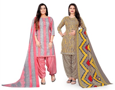 Wow Ethnic Cotton Blend Printed Kurta & Patiyala Material