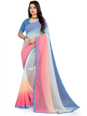 Blue Wish Silk Blend Self Design Blouse Material