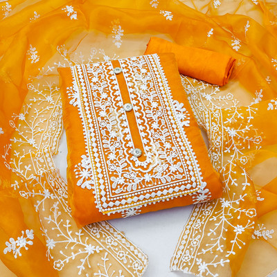 NEGRONI Organza Embroidered Salwar Suit Material