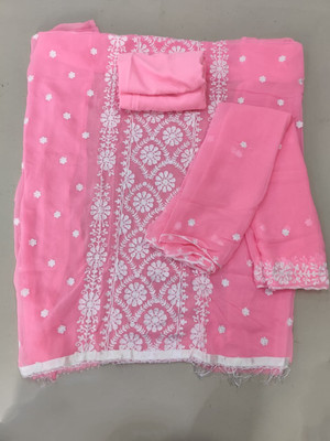 CLOTHLEMON Georgette Embroidered Salwar Suit Material