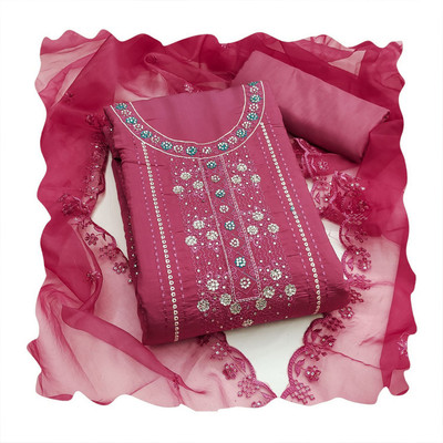 NEGRONI Cotton Silk Embroidered Salwar Suit Material