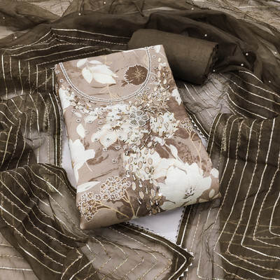 ShopGlobal Cotton Blend Embellished Salwar Suit Material