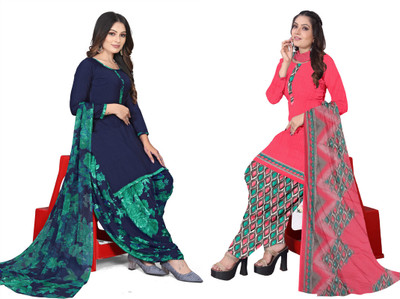 STYLEVEDA Crepe Printed Kurta & Patiyala Material