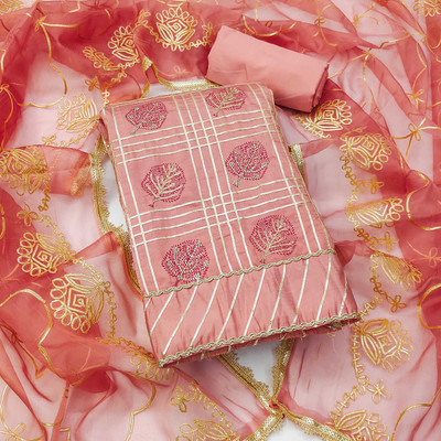 Shadow & Saining Cotton Blend Embroidered Salwar Suit Material