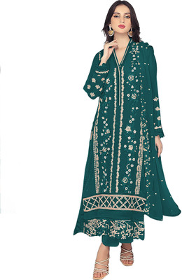 KAPANKU Georgette Embroidered Salwar Suit Material
