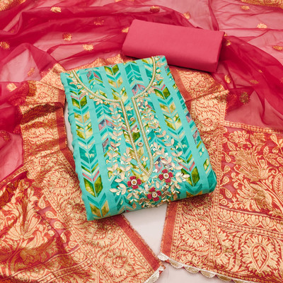 Tasrika Cotton Blend Embellished Salwar Suit Material