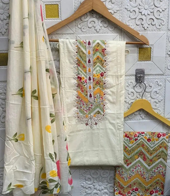 Meghdoot Textiles Pure Cotton Floral Print, Chevron/Zig Zag Salwar Suit Material