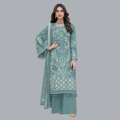 IYALAFAB Georgette Embroidered Salwar Suit Material