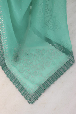 greeva enterprise Embroidered Bollywood Organza Saree(Light Blue)