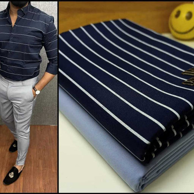 nilkanth Polycotton Striped Shirt & Trouser Fabric