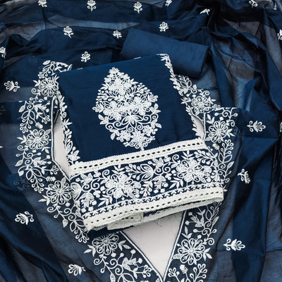 M FASHION Cotton Blend Embroidered Salwar Suit Material
