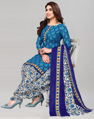 Samah Cotton Blend Floral Print, Printed, Geometric Print Salwar Suit Material