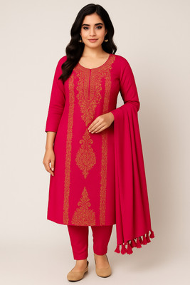 Pransh Collections Wool Embroidered Salwar Suit Material