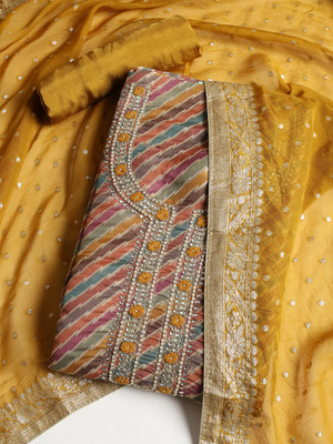 Meena Bazaar Art Silk Printed Salwar Suit Material
