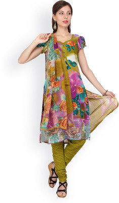 tsumugi Cotton Blend Floral Print Salwar Suit Material