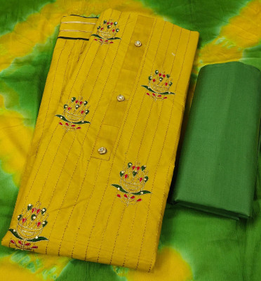 DESIGNERSPOT Cotton Blend Embroidered Salwar Suit Material