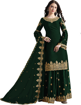 MRHFAB Georgette Embroidered Kurta & Palazzo Material