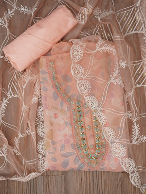 Jaipur Kurti Organza Floral Print Salwar Suit Material