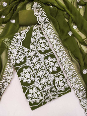 KGM BRAND Georgette Embroidered Salwar Suit Material