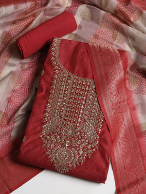 Meena Bazaar Chanderi Self Design Salwar Suit Material