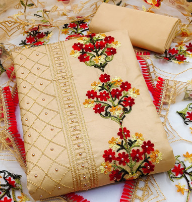 PRIPA8 Chanderi Embroidered Salwar Suit Material