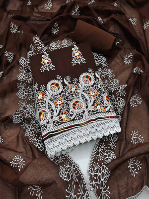Peachmode Chanderi Embroidered Salwar Suit Material