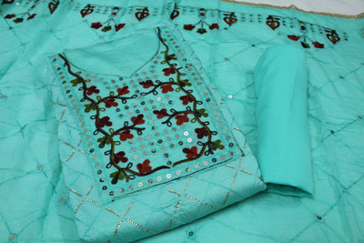 AniriFashions Silk Blend Embellished Salwar Suit Material