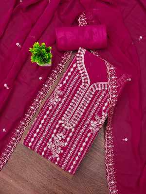 ShopGlobal Chiffon Embroidered Salwar Suit Material