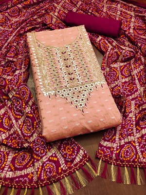 manvaa Jacquard Embellished Salwar Suit Material