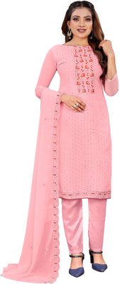 Leeza Store Georgette Embroidered Kurta & Churidar Material