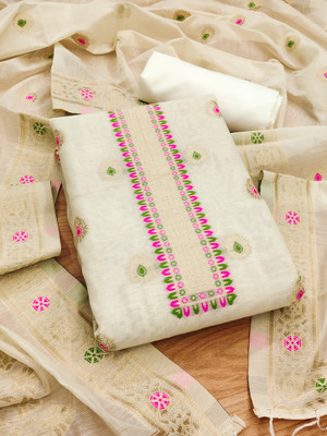 ETHANIC VILLA Cotton Silk Self Design Salwar Suit Material