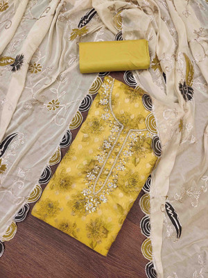 Blissta Silk Blend Embellished Salwar Suit Material