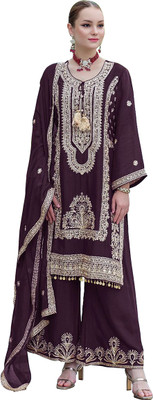 SHAFNUFAB Georgette Embroidered Salwar Suit Material