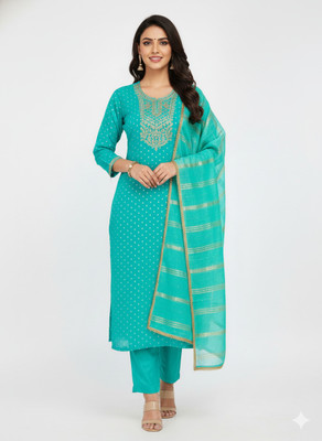 rajgharan nx Chanderi Embroidered Salwar Suit Material