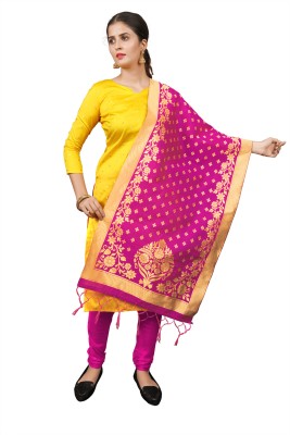 magicthreads Silk Blend Floral Print, Self Design Salwar Suit Material