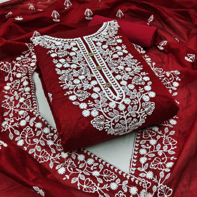 Amouk Chanderi Embroidered Kurta & Patiyala Material
