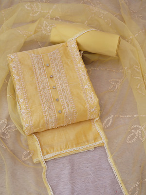 Tavas Chanderi Embroidered Salwar Suit Material