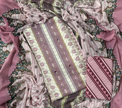 EJS Pure Cotton Printed, Self Design Salwar Suit Material