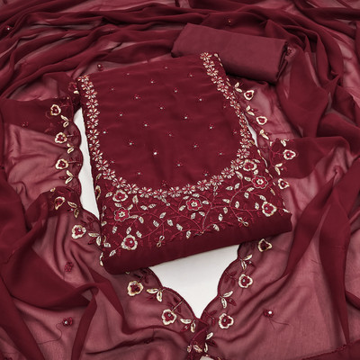 manvaa Georgette Embellished Salwar Suit Material