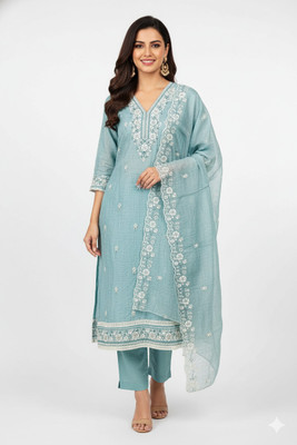 rajgharan nx Chanderi Embroidered Salwar Suit Material