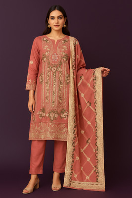 RangeRiwaj Pure Cotton Embroidered, Embellished Salwar Suit Material