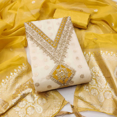 manvaa Jacquard Embroidered Salwar Suit Material