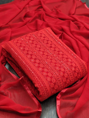 SAMYAGDARSHANA Georgette Embroidered Salwar Suit Material