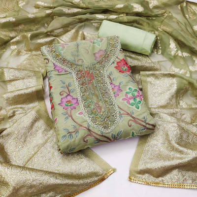 Tasrika Organza Embellished Salwar Suit Material