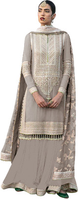 KAPANKU Georgette Embroidered Gown/Anarkali Kurta & Bottom Material
