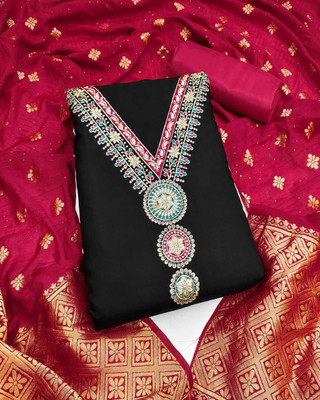 Peachmode Viscose Rayon Embroidered Salwar Suit Material