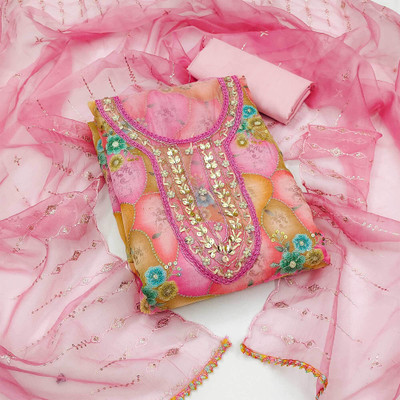 Peachmode Organza Embroidered Salwar Suit Material
