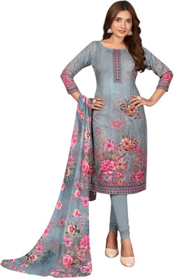 HINGLAJ ENTERPRISE Cotton Blend Embroidered Kurta & Churidar Material